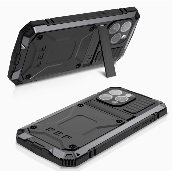 R-JUST - R-JUST iPhone 15 Pro Mobilskal med Härdat Glas - Svart