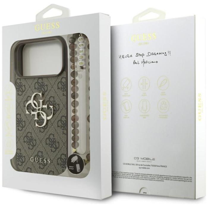 Guess - Guess iPhone 17 Pro Max Mobilskal 4G Strap 4G Classic Logo - Brun