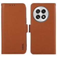 ABEEL - ABEEL OnePlus 13 Pl&aring;nboksfodral Konstl&auml;der med RFID-Skydd - Brun