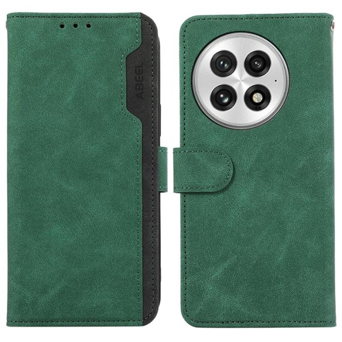 ABEEL - ABEEL OnePlus 13 Plånboksfodral Splicing Konstläder Flip Grön RFID-Skydd