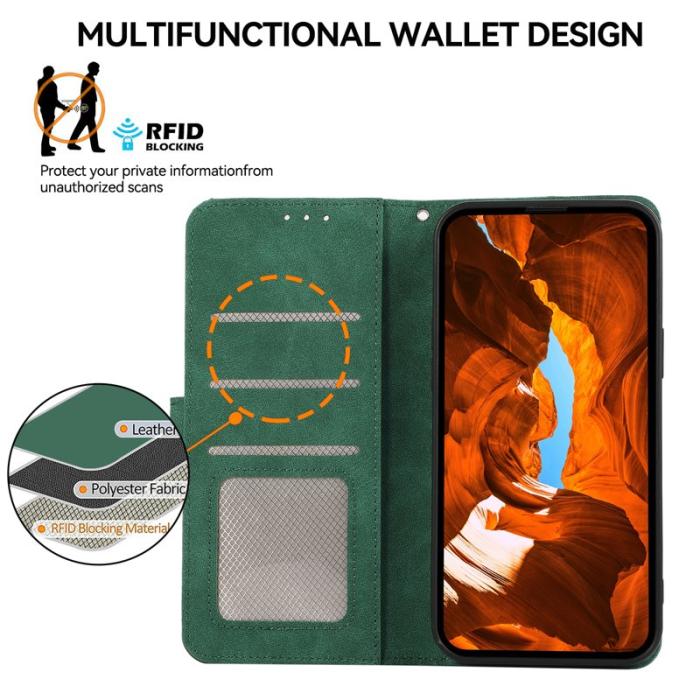 ABEEL - ABEEL OnePlus 13 Plånboksfodral Splicing Konstläder Flip Grön RFID-Skydd