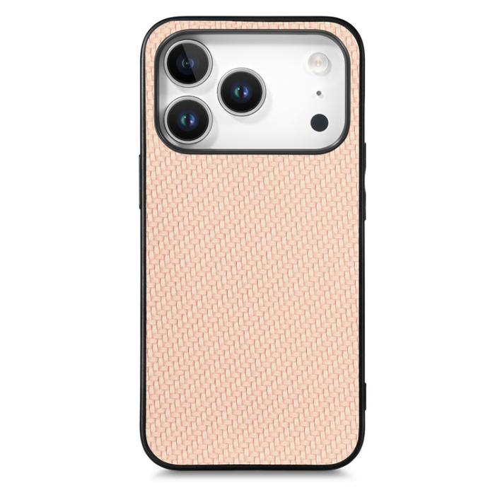 A-One Brand - iPhone 17 Pro Max Mobilskal Carbon Fiber PU Läder - Aprikos