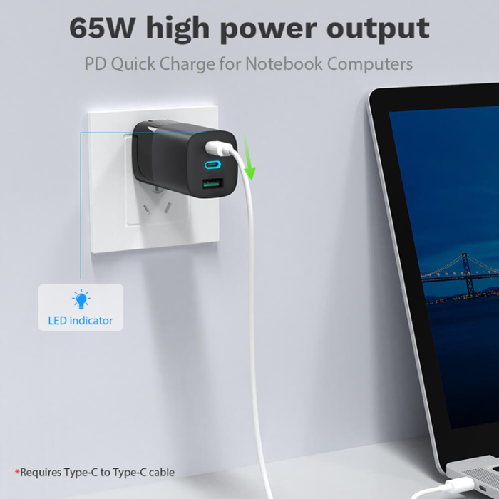 UTGATT1 - SiGN 65W Laddare, USB-C PD, Snabbladdning - Vit