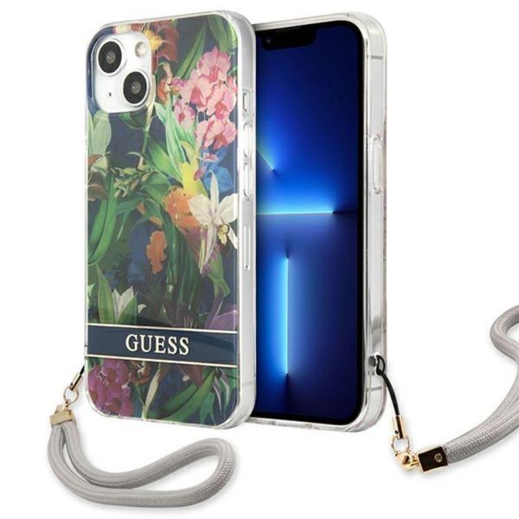 Guess iPhone 13 mini Skal Flower Strap - Blå | 2353 | AlltMobil