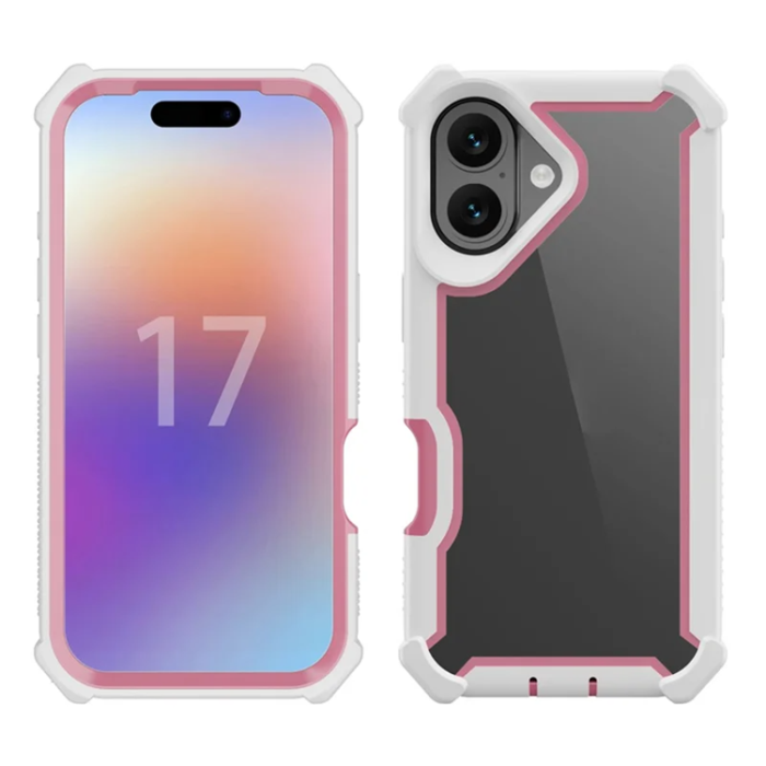 A-One Brand - iPhone 17 Mobilskal TPU + PC Shockproof - Vit/Rosa