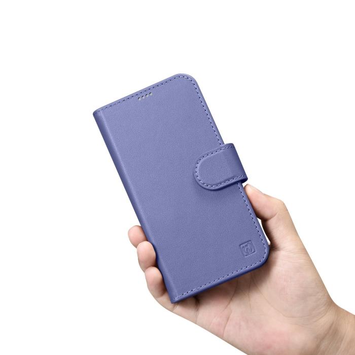 ICARER - iCarer iPhone 14 Plånboksfodral 2in1 Äkta Läder - Ljuslila