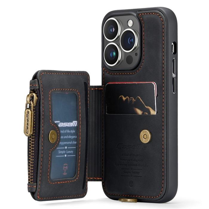 Caseme - CASEME iPhone 14 Pro Plånboksfodral C20 Zipper Kickstand - Svart