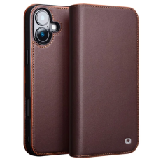 QIALINO - Qialino iPhone 16 Plus Plånboksfodral Äkta läder - Brun