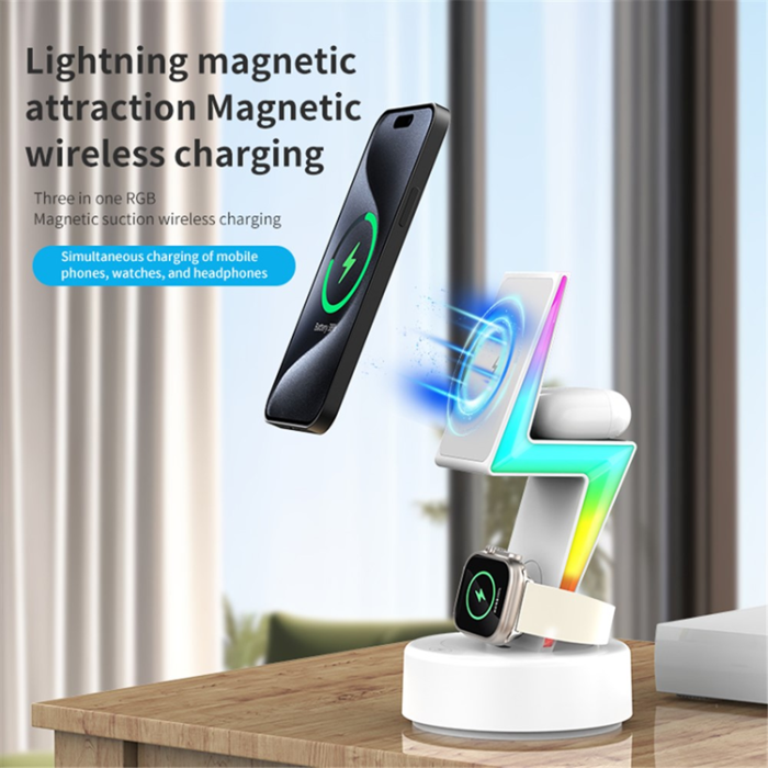 OEM - 3in1 MagSafe Trådlös Laddare iPhone, Apple Watch, Airpods 15W - MY002