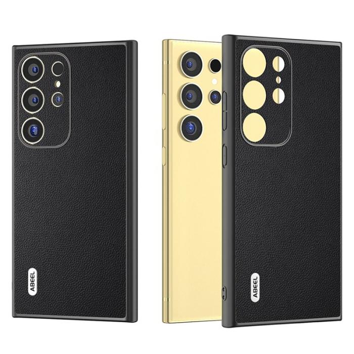 ABEEL - ABEEL Samsung Galaxy S24 Ultra Plånboksfodral Äkta Läder Svart