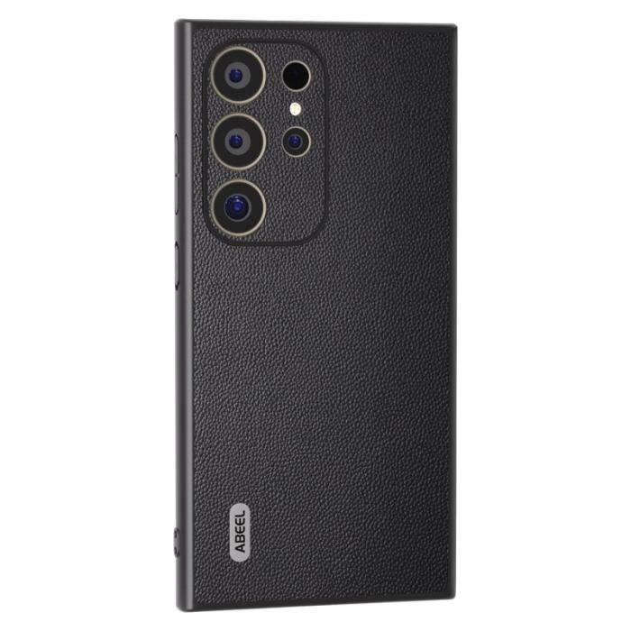 ABEEL - ABEEL Samsung Galaxy S24 Ultra Plånboksfodral Äkta Läder Svart