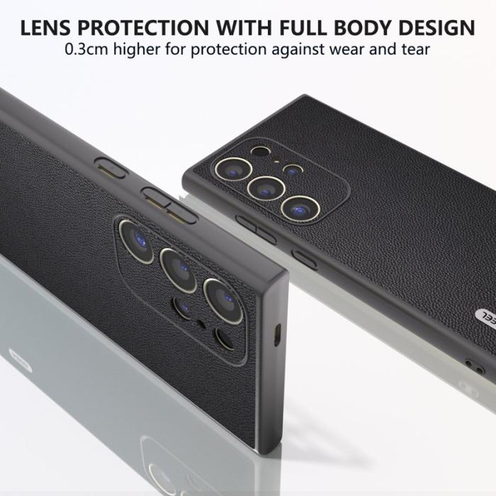 ABEEL - ABEEL Samsung Galaxy S24 Ultra Plånboksfodral Äkta Läder Svart