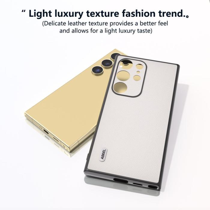 ABEEL - ABEEL Samsung Galaxy S24 Ultra Plånboksfodral Äkta Läder Vit