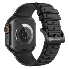 Forcell - Forcell Apple Watch (42/44/45/49) Armband Silikon - Svart