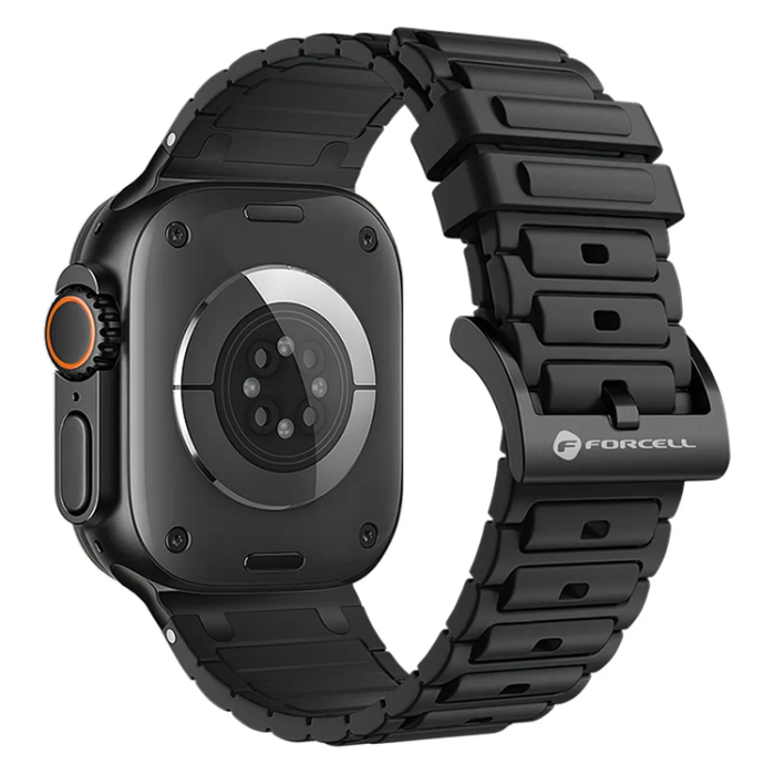Forcell - Forcell Apple Watch (42/44/45/49) Armband Silikon - Svart