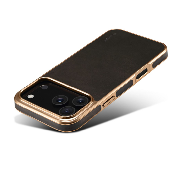 DENIOR - DENIOR iPhone 17 Pro Mobilskal Äkta Läder Electroplating - Svart