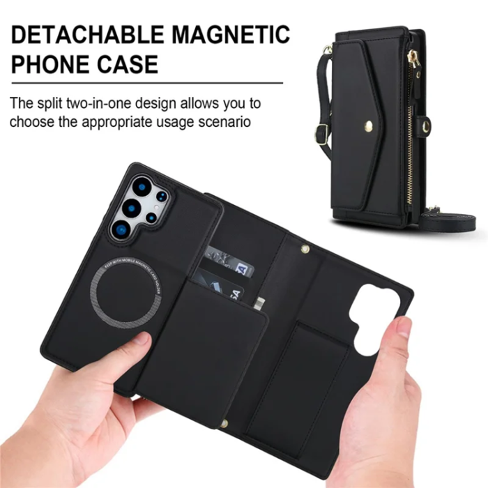 A-One Brand - Galaxy S25 Ultra Plånboksfodral MagSafe Detachable - Svart