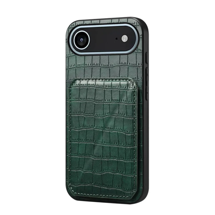 A-One Brand - iPhone 17 Air Mobilskal Korthållare Crocodile Textured - Grön
