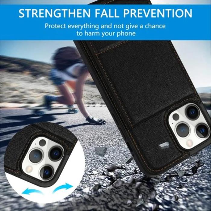 N.BEKUS - N.BEKUS iPhone 15 Pro Mobilskal Korthållare Kickstand - Svart