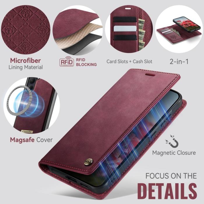 Caseme - CaseMe Plånboksfodral för Samsung Galaxy S26 Magnetiskt Konstläder RFID - Röd