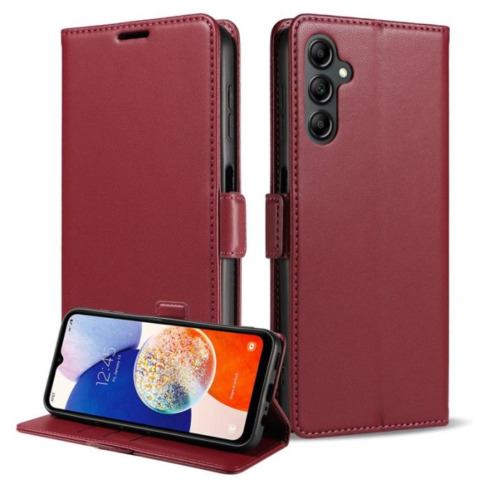 OEM - Plånboksfodral för Samsung Galaxy S26 Magnetiskt Konstläder RFID - Vinröd
