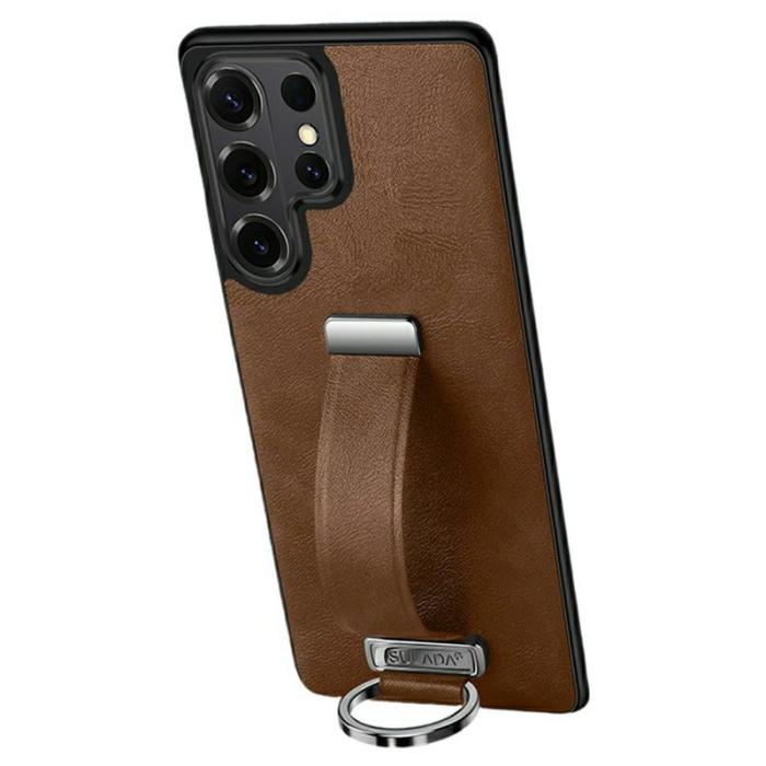 SULADA - Sulada Mobilskal för Samsung Galaxy S26 Ultra Konstläder Kickstand - Brun