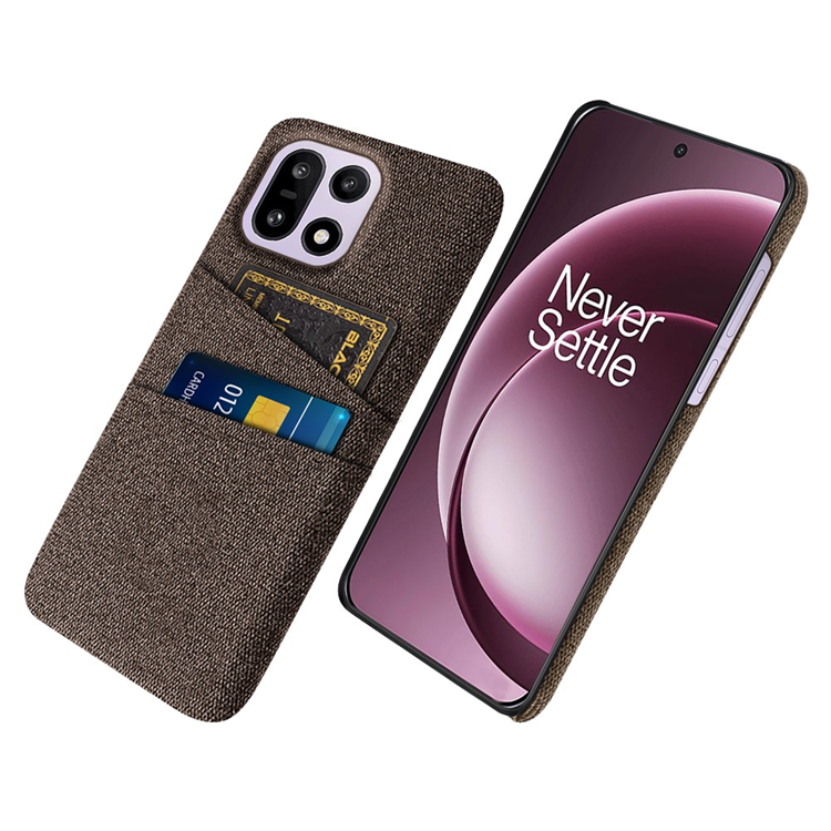 OnePlus 15 5G Mobilskal Korthållare Cloth + Hard PC - Brun (Brun) | 2353 | AlltMobil