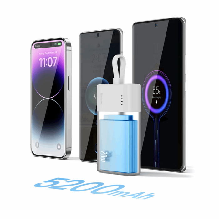 BASEUS - Baseus Powerbank 5200mAh Popsicle 20W - Gul/Rosa