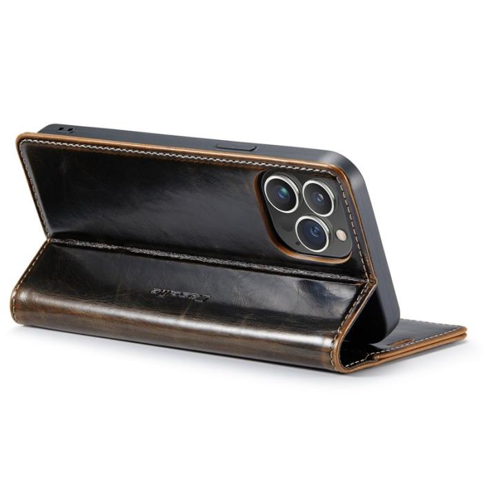 Caseme - CASEME 003 Plånboksfodral Konstläder till iPhone 14 Pro Max - Brun