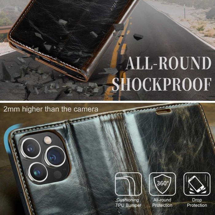 Caseme - CASEME 003 Plånboksfodral Konstläder till iPhone 14 Pro Max - Brun