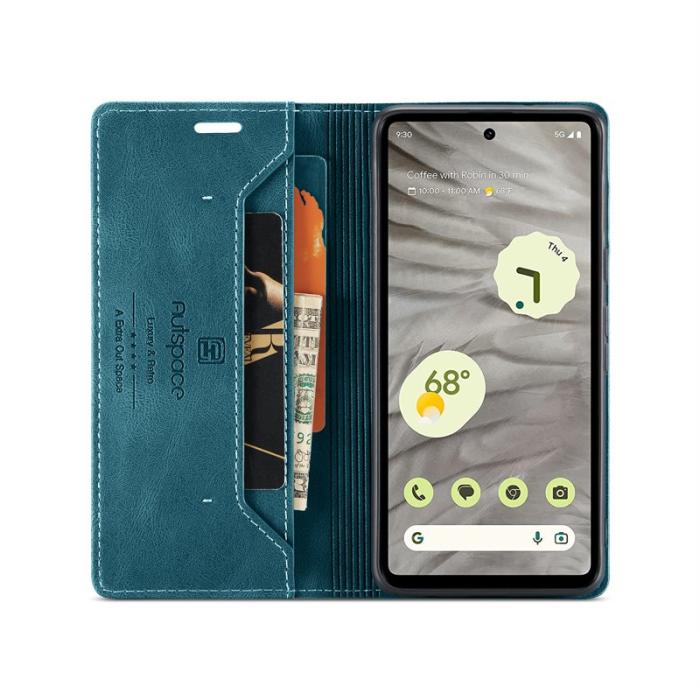 AUTSPACE - AUTSPACE Google Pixel 7a Wallet Fodral KonstLäder - Blå