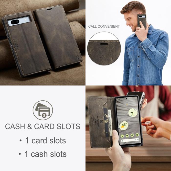 AUTSPACE - AUTSPACE Google Pixel 7a Wallet Fodral KonstLäder - Kaffe