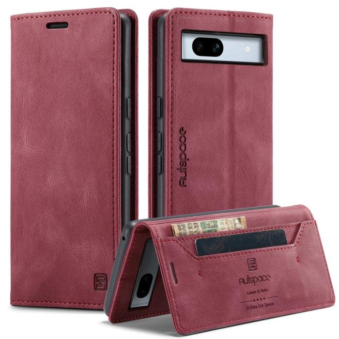 AUTSPACE - AUTSPACE Google Pixel 7a Wallet Fodral KonstLäder - Röd