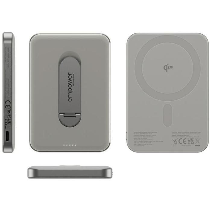 PanzerGlass - Empower by PanzerGlass MagSafe Trådlös Powerbank 5000mAh med Stativ - Titanium