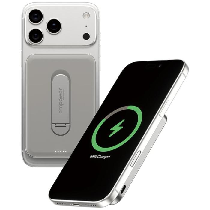 PanzerGlass - Empower by PanzerGlass MagSafe Trådlös Powerbank 5000mAh med Stativ - Titanium