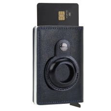 A-One Brand - AirTag Korthållare RFID Blocking Mikrofiber Läder - Blå