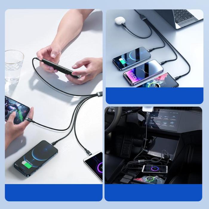 Joyroom - Joyroom 4in1 USB-A till USB-C, Lightning, microUSB kabel 1.2m