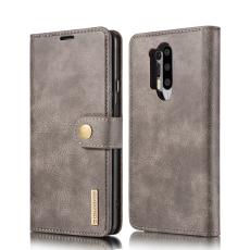 DG.MING - DG.MING OnePlus 8 Pro Pl&aring;nboksfodral 2-i-1 &Auml;kta l&auml;der Gr&aring;