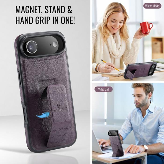 FIERRE SHANN - FIERRE SHANN för iPhone Air Fodral Kickstand KonstLäder - Lila