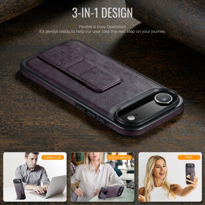 FIERRE SHANN - FIERRE SHANN för iPhone Air Fodral Kickstand KonstLäder - Lila