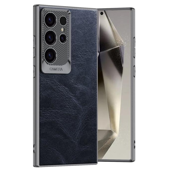 GKK - GKK Mobilskal till Samsung Galaxy S24 Ultra Waxy PU + TPU + PC - Blå