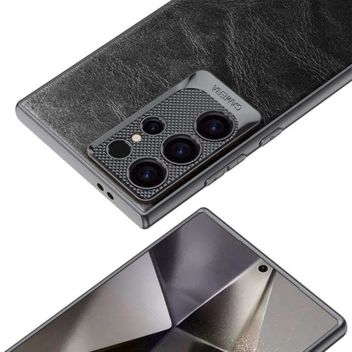 GKK - GKK Mobilskal till Samsung Galaxy S24 Ultra Waxy PU + TPU + PC - Svart