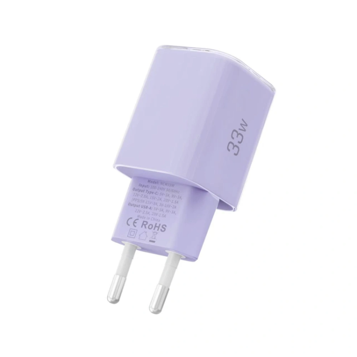 Tech-Protect - Tech-Protect Väggladdare USB-A Till USB-C 33W - Baby Lila