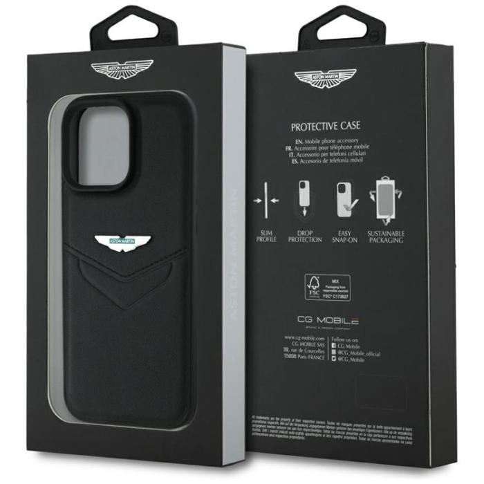 Aston Martin - Aston Martin iPhone 16 Pro Mobilskal Läder Victory Design - Svart