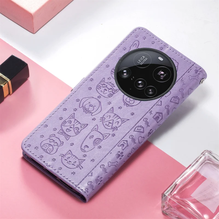 A-One Brand - Xiaomi 15 Ultra Plånboksfodral Cat Dog Pattern - Lila