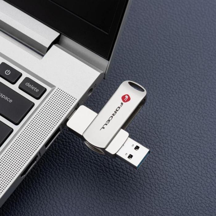 Forcell - Forcell Pendrive 128GB USB 3.2 Gen 1(USB-A/USB-C) - Silver
