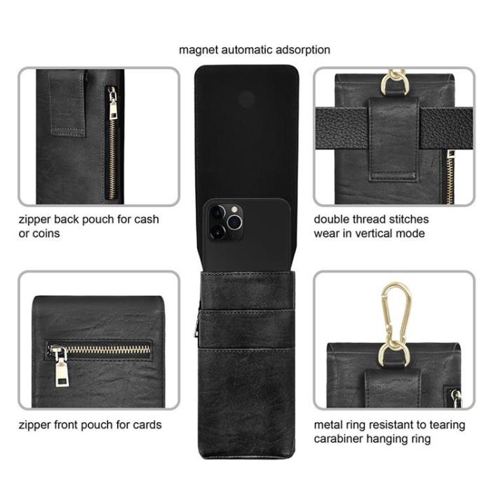 UTGATT1 - PULOKA Bältesväskor Vertical Multifunction Zipper - Svart