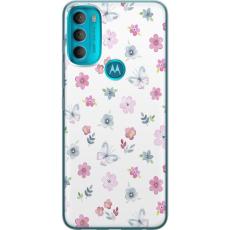 iSecrets - Mobilskal till Motorola Moto G71 5G med Blommor och fj&auml;rillar