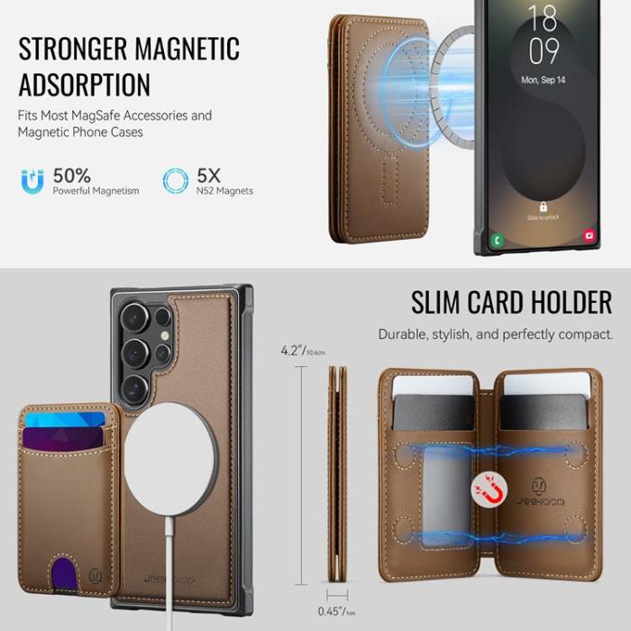 OEM - JEEHOOD Samsung Galaxy S24 Ultra Fodral KonstLäder - Brun