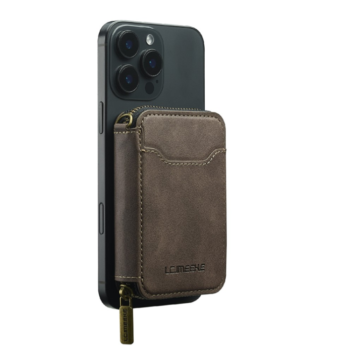 LC.imeeke - LC.IMEEKE Magsafe Korthållare L6 Zipper RFID Blocking - Coffee